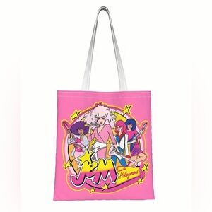 Truly Outrageous! Jem & The Holograms Retro 80s Pink Star Nostalgia Tote Bag NWT